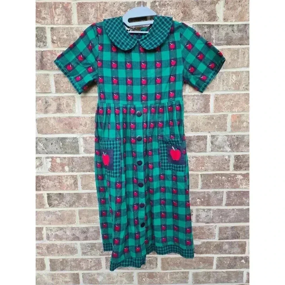 Vintage Copper Key Peter Pan Collared 100%Cotton Dress